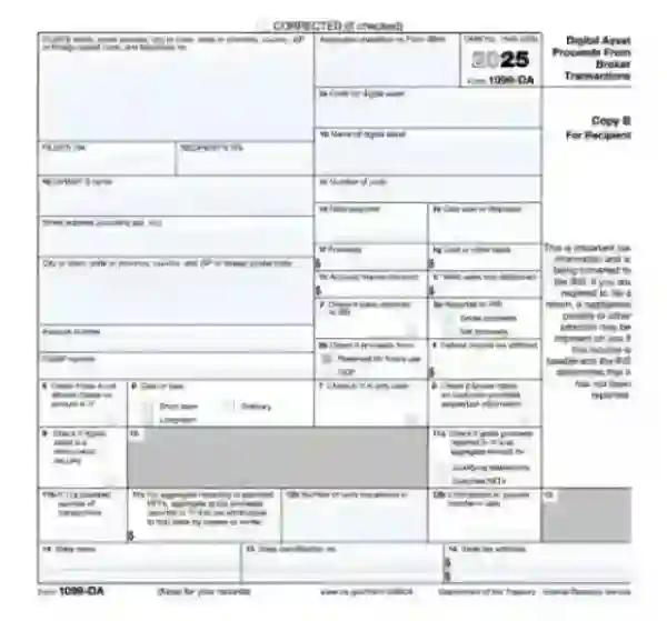 IRS Form 1099 DA 2025 Report Digital Assets