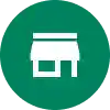 Green Circle with an image of a storefront inside it