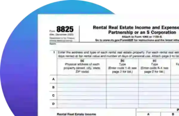 IRS Form 8825 Rental Real Estate Income and Expenses of a Partnership or an S Corporation