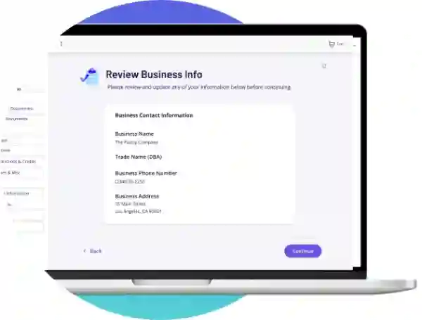 Laptop with TaxAct products display clipped in ellipse for business product page