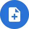 Blue circle with an image of a file containing a plus sign