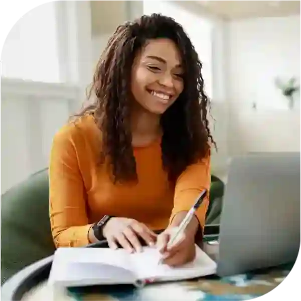 tax expert writing on notebook